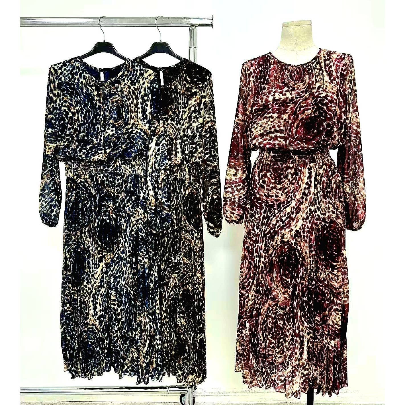 Wholesale Vienna Pleated Crew Neck Maxi Dress