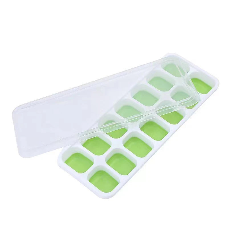 14 Grid Silicone Ice Cube Tray with Non-Spill Lid Stackable Ice Cube Mold Ice Cube Maker Square Ice Cube Tray Ice Blocks Maker