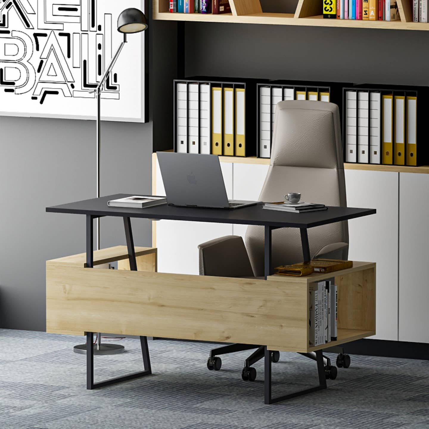 Wholesale P&W Study Desk with Shelves Computer Laptop Desk