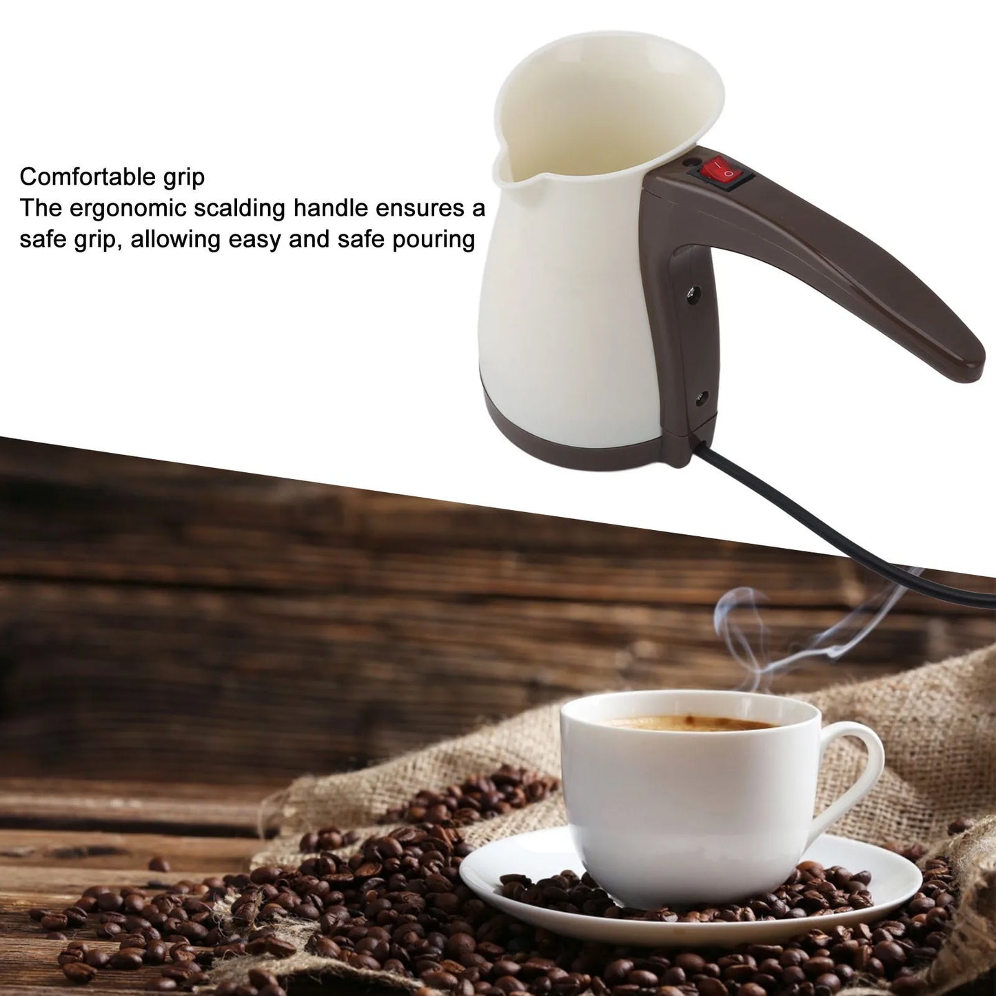 500ml Electric Coffee Pot with Handle Stainless Steel Electric Coffee Making Hot Tea Kettle