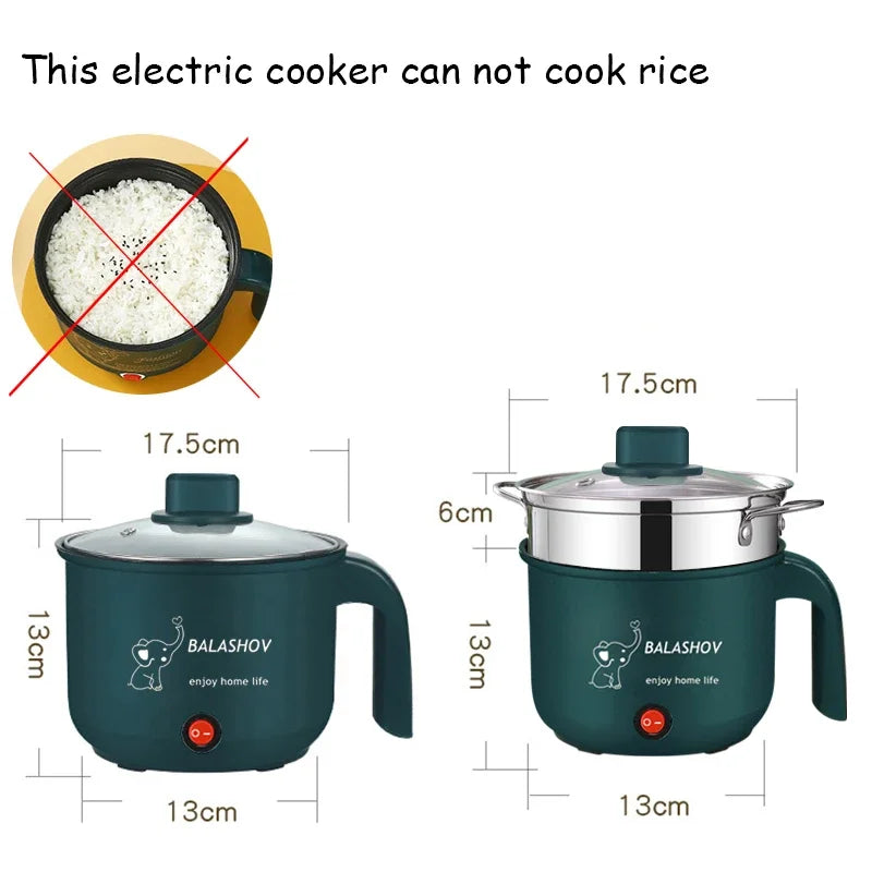 Mini Electric Cooker Non-Stick 1-2 Person Single/Dual Hot Pot Steamer Multifunctional Home Kitchen Appliance