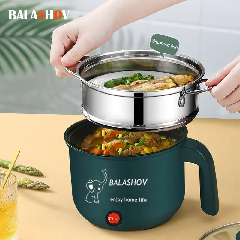 Mini Electric Cooker Non-Stick 1-2 Person Single/Dual Hot Pot Steamer Multifunctional Home Kitchen Appliance