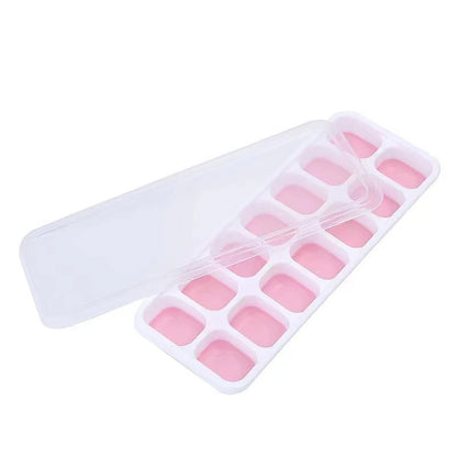 14 Grid Silicone Ice Cube Tray with Non-Spill Lid Stackable Ice Cube Mold Ice Cube Maker Square Ice Cube Tray Ice Blocks Maker
