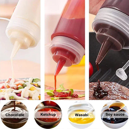 Plastic Condiment Squeeze Bottles Squirt Bottles Containers for Sauces Ketchup BBQ Syrup Oils Salad Sauce Squeeze Bottle