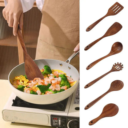 Walnut Wood Tableware Spoon Rice Colander Soup Skimmer Cooking Soup Spoons Scoop Kitchen Wooden Cooking Utensils