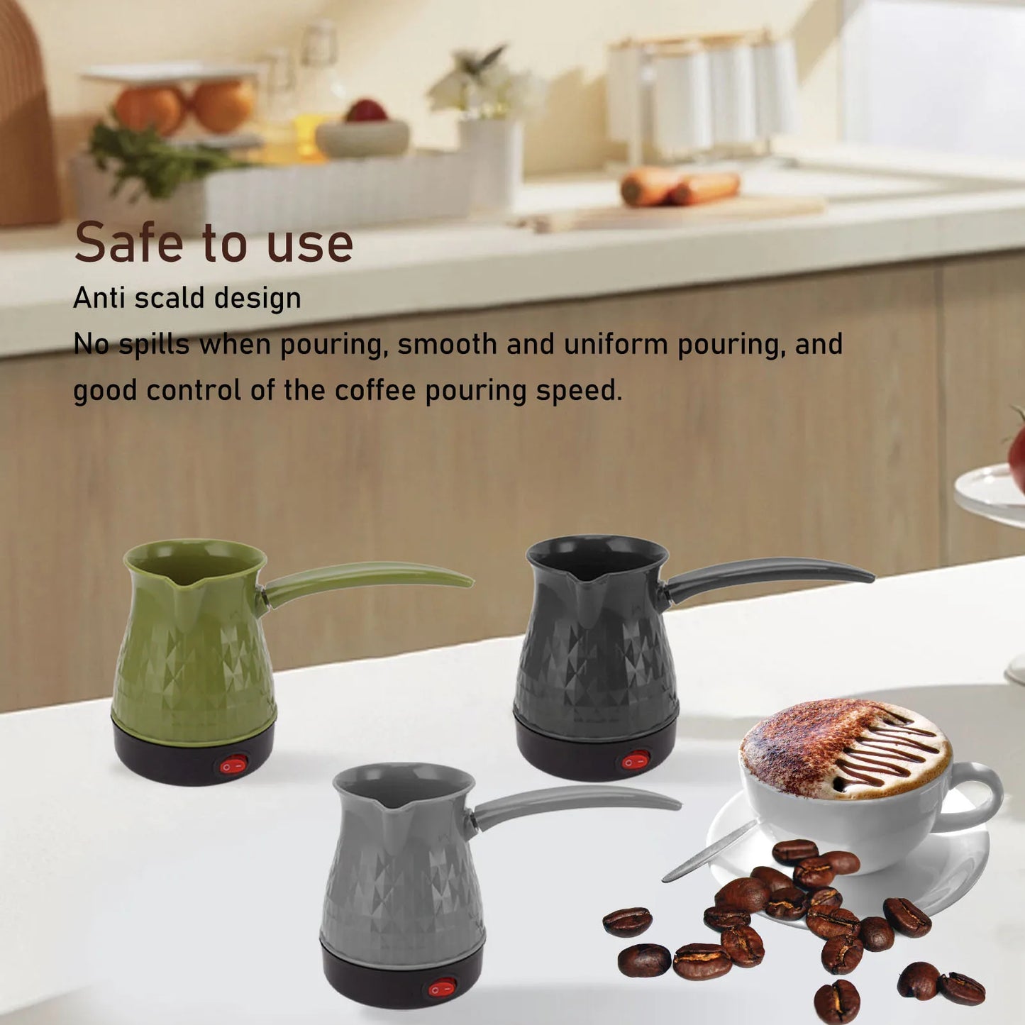 500ML Electric Coffee Pot Fast Heating Dual Protection Portable Coffee Pot with Detachable Handle 600W