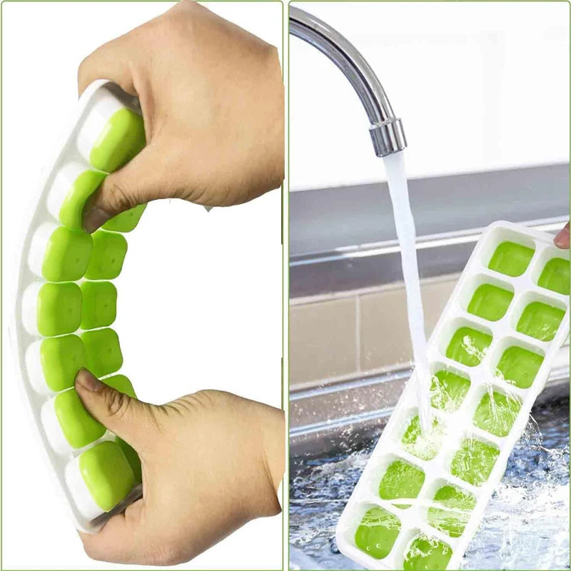 14 Grid Silicone Ice Cube Tray with Non-Spill Lid Stackable Ice Cube Mold Ice Cube Maker Square Ice Cube Tray Ice Blocks Maker