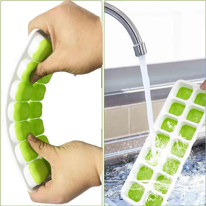 14 Grid Silicone Ice Cube Tray with Non-Spill Lid Stackable Ice Cube Mold Ice Cube Maker Square Ice Cube Tray Ice Blocks Maker