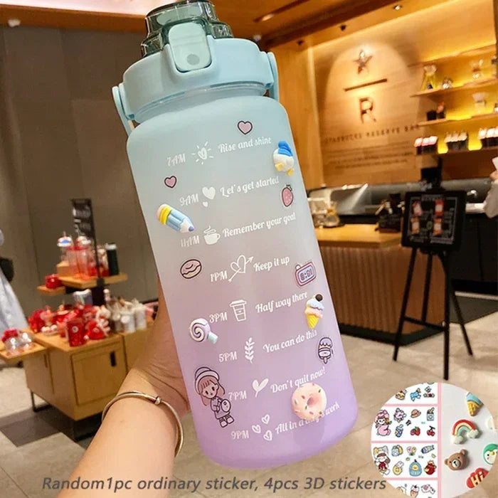 Large Capacity Water Cup Summer Sports 2000ml Graduated Straw Plastic Cup High Temperature Frothed Outdoor Sports Kettle