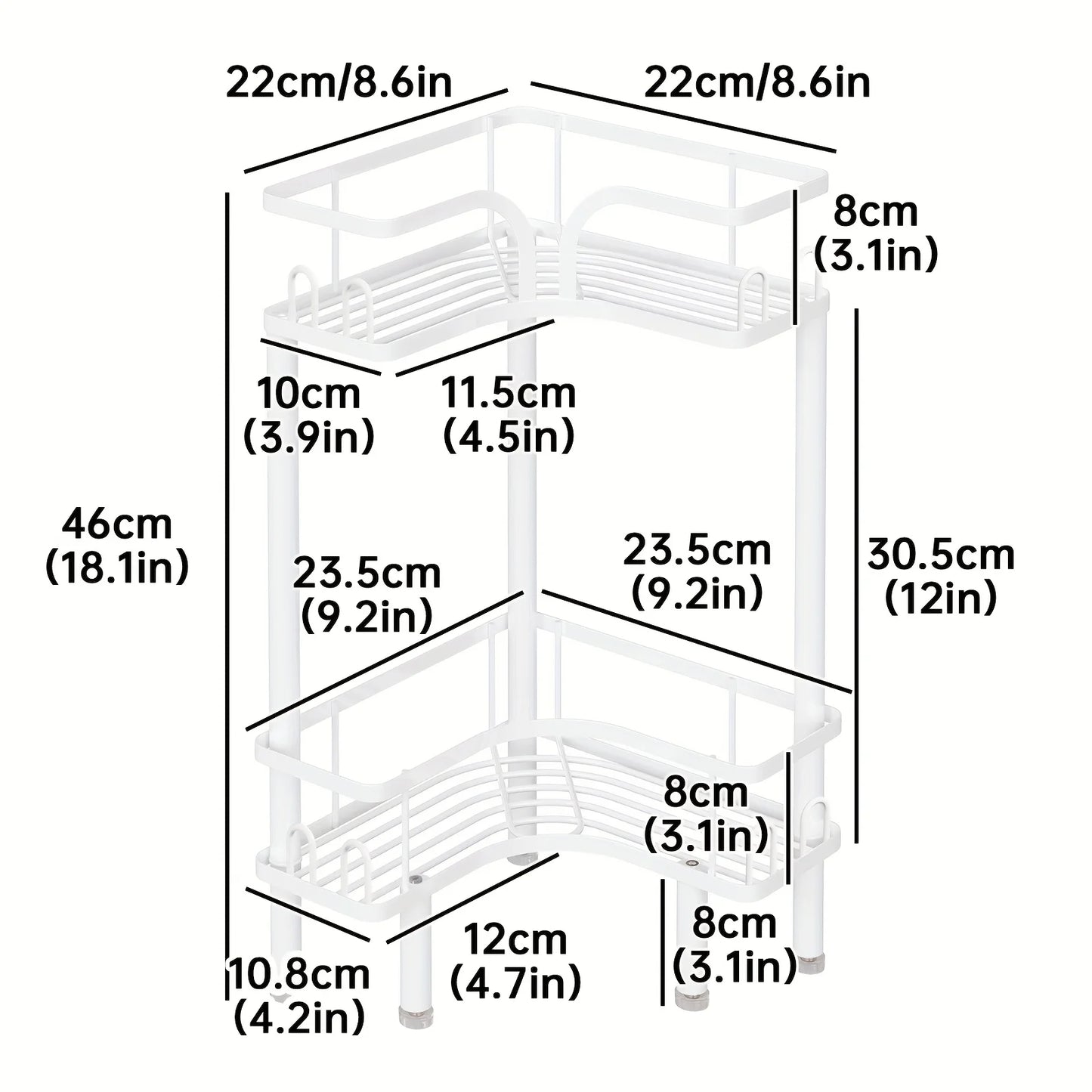 1Pc Bathroom Corner Floor-Standing Storage Rack Multi-Layer Bathroom Toilet Shower Shelf for Shower Gel and Shampoo Triangular Metal Shelf Standing Shower Caddy Corner Stand Shower Rack Corner