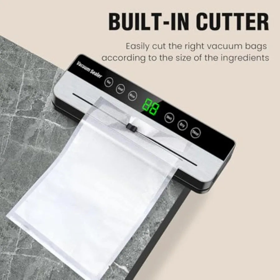 Vacuum Sealer Machine DryMoist modes Precision 8-in-1 household food preservation system with build in Cutter easy to clean wit