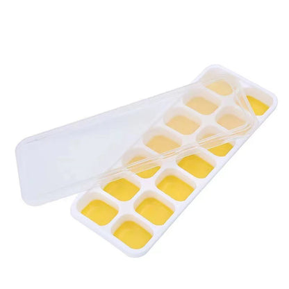 14 Grid Silicone Ice Cube Tray with Non-Spill Lid Stackable Ice Cube Mold Ice Cube Maker Square Ice Cube Tray Ice Blocks Maker