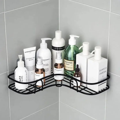 1pc Stainless Steel Corner Shower Caddy, No-Drilling Wall-Mounted Bathroom Organizer, Multi-functional Storage Shelf For Kitchen