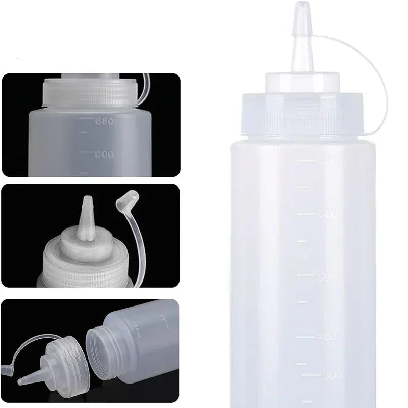 Plastic Condiment Squeeze Bottles Squirt Bottles Containers for Sauces Ketchup BBQ Syrup Oils Salad Sauce Squeeze Bottle