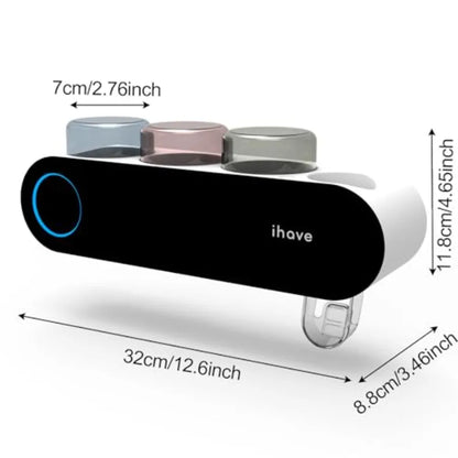 Wall Mounted Electric Toothbrush Holders with 3 Cups UV Sanitizer Toothpaste Dispenser Smart Home Bathroom Accessories and Deco