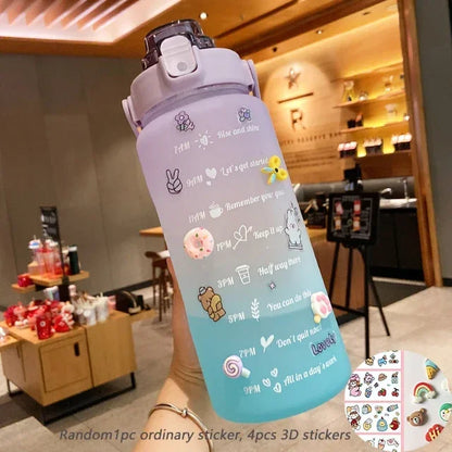 Large Capacity Water Cup Summer Sports 2000ml Graduated Straw Plastic Cup High Temperature Frothed Outdoor Sports Kettle