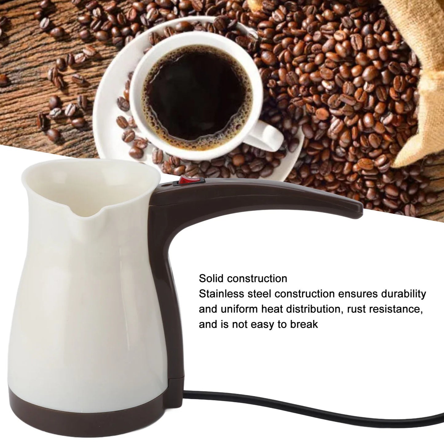 500ml Electric Coffee Pot with Handle Stainless Steel Electric Coffee Making Hot Tea Kettle