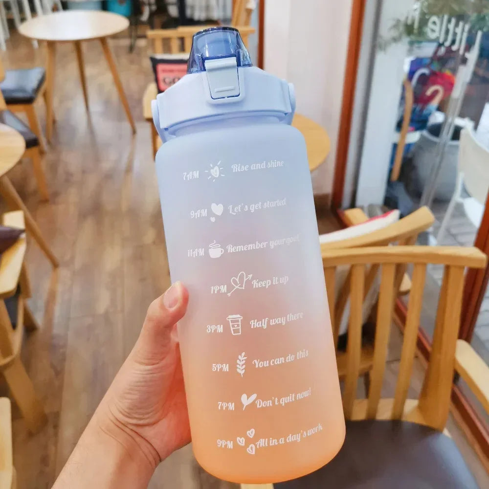 Large Capacity Water Cup Summer Sports 2000ml Graduated Straw Plastic Cup High Temperature Frothed Outdoor Sports Kettle