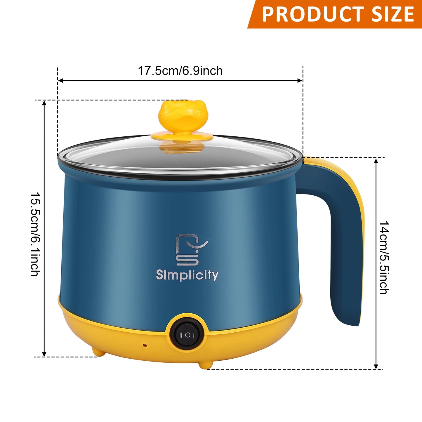 1.8L Electric Hot Pot Electric Cooking Pot Non-Stick Cooker 2 Gear Mini Hot Pot Cooker Dry Protection Heating Boil Ramen Cooker