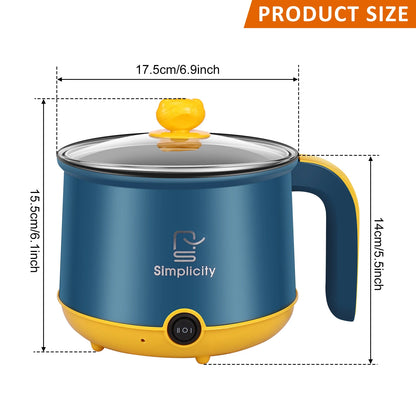 1.8L Electric Hot Pot Electric Cooking Pot Non-Stick Cooker 2 Gear Mini Hot Pot Cooker Dry Protection Heating Boil Ramen Cooker