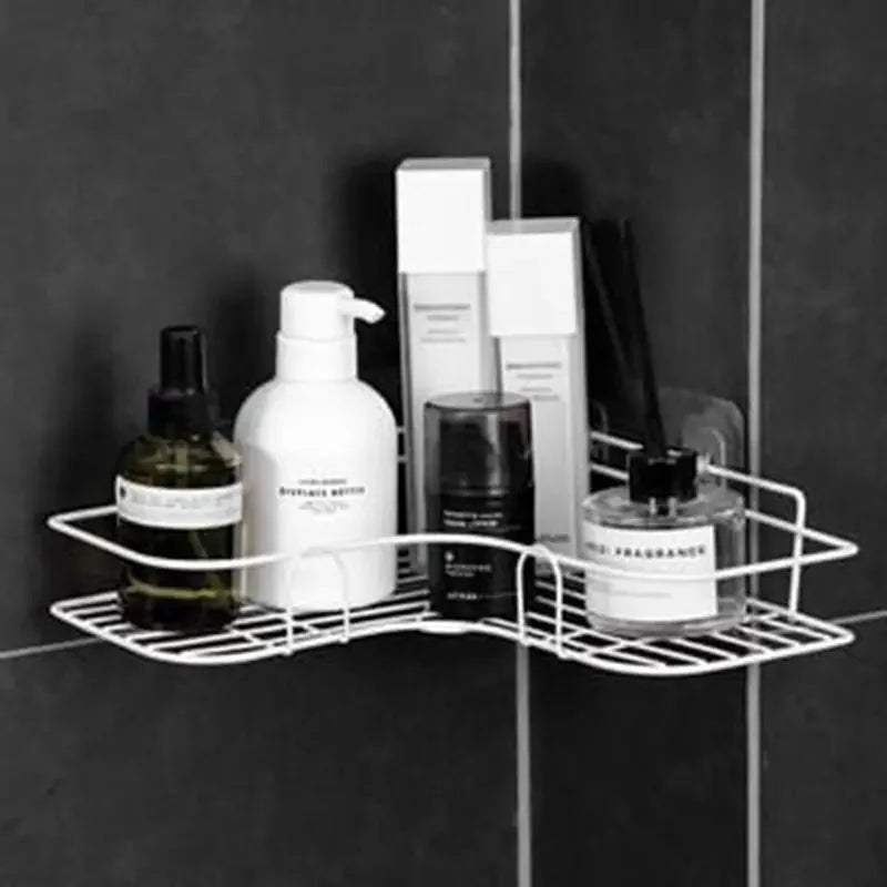 1pc Stainless Steel Corner Shower Caddy, No-Drilling Wall-Mounted Bathroom Organizer, Multi-functional Storage Shelf For Kitchen