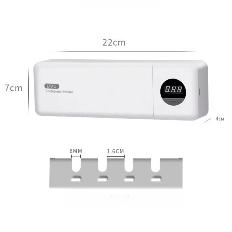 Intelligent UV Toothbrush Sterilizer USB Charging Wall-Mounted No-Drill Toothbrush Cleaner Bathroom Toothbrush Holder Organizer