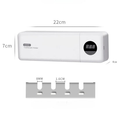Intelligent UV Toothbrush Sterilizer USB Charging Wall-Mounted No-Drill Toothbrush Cleaner Bathroom Toothbrush Holder Organizer