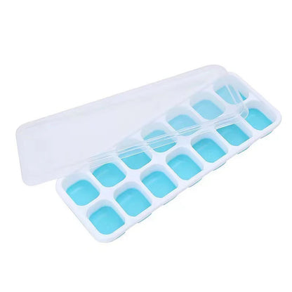 14 Grid Silicone Ice Cube Tray with Non-Spill Lid Stackable Ice Cube Mold Ice Cube Maker Square Ice Cube Tray Ice Blocks Maker