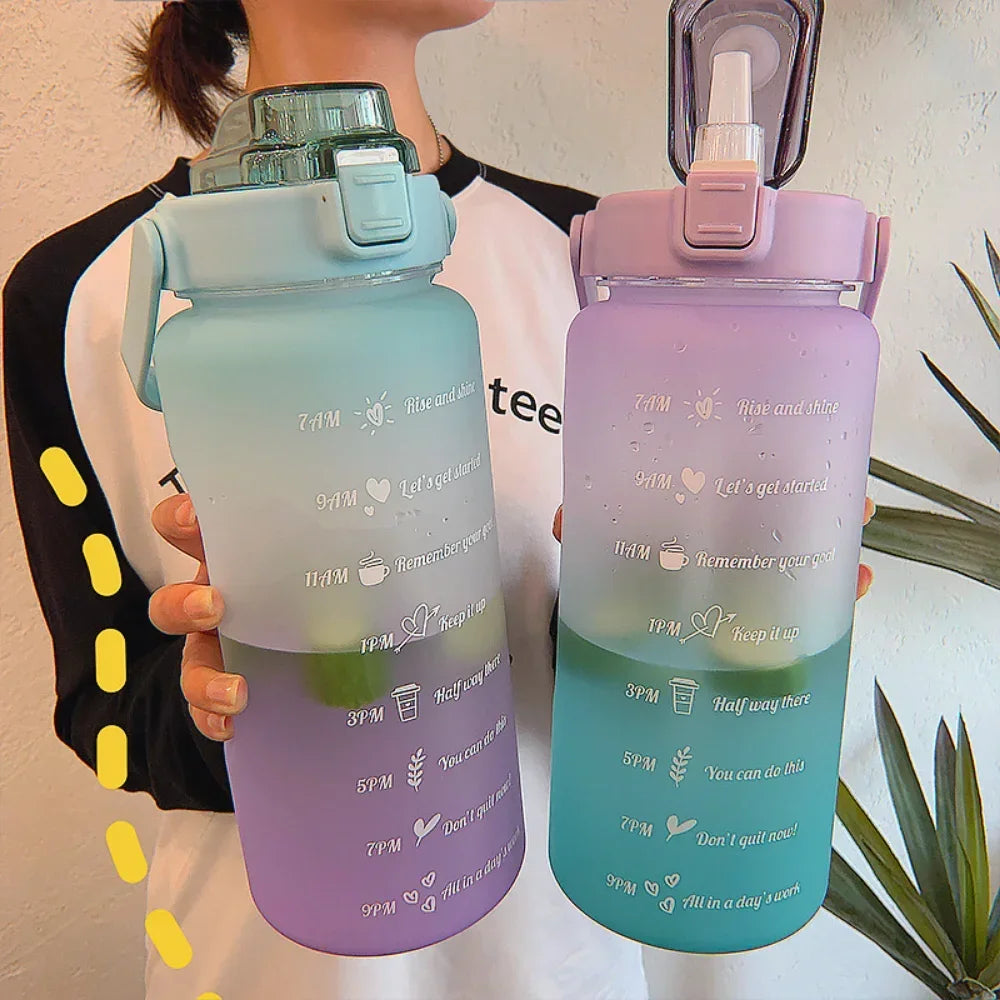 Large Capacity Water Cup Summer Sports 2000ml Graduated Straw Plastic Cup High Temperature Frothed Outdoor Sports Kettle