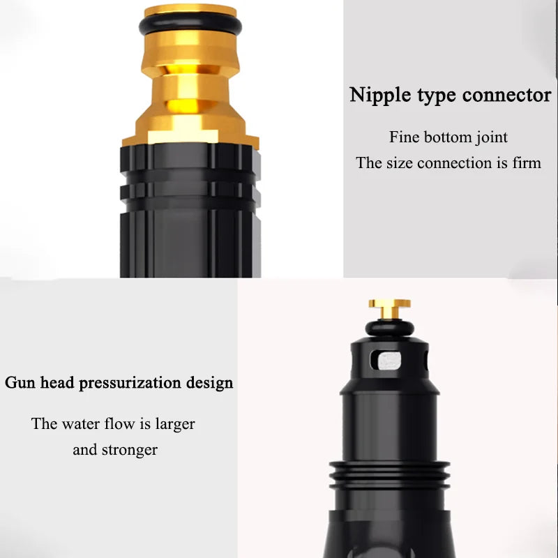 High-pressure Water Gun Black Pagoda Alloy Nozzle Plastic Body Direct Spray Car Wash Garden Cleaning Portable Durable Heavy-duty