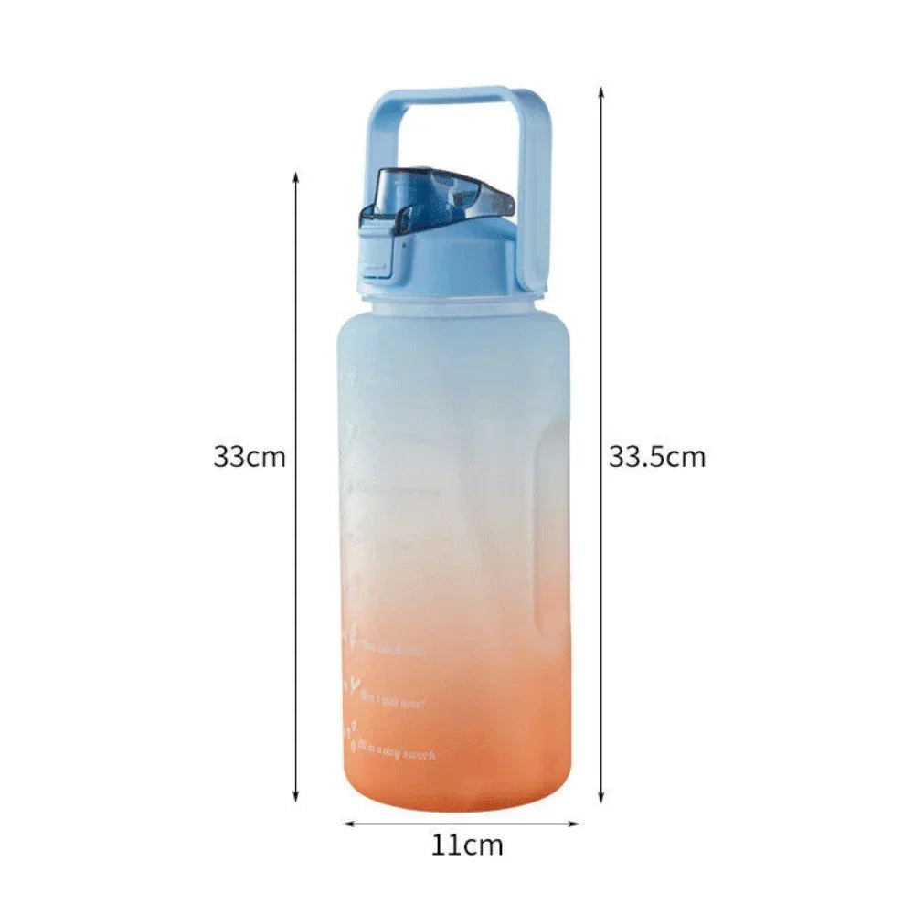 Large Capacity Water Cup Summer Sports 2000ml Graduated Straw Plastic Cup High Temperature Frothed Outdoor Sports Kettle
