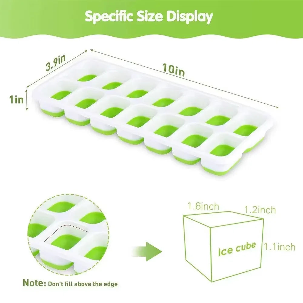 14 Grid Ice Cube Tray Silicone Mold Square Ice Cube Tray Mold Ice Cube Maker Non-toxic Durable Kitchen Tool Bar Pub Ice Maker