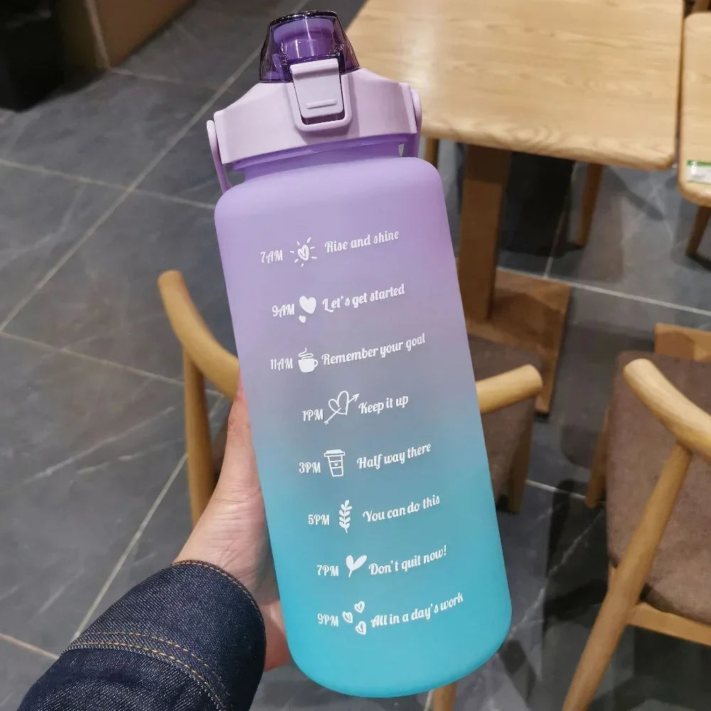Large Capacity Water Cup Summer Sports 2000ml Graduated Straw Plastic Cup High Temperature Frothed Outdoor Sports Kettle