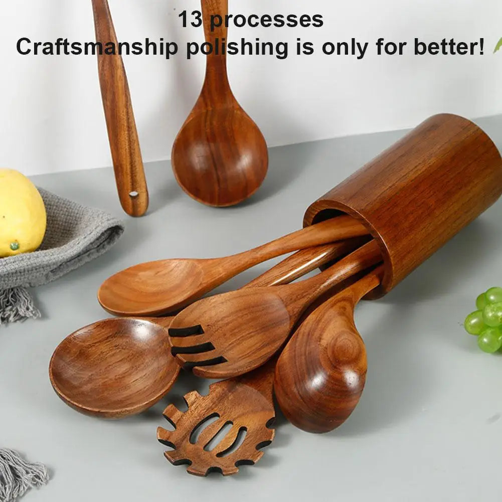 Walnut Wood Tableware Spoon Rice Colander Soup Skimmer Cooking Soup Spoons Scoop Kitchen Wooden Cooking Utensils