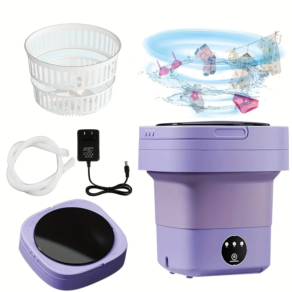 Portable Washing Machine with 3 Intelligent Cleaning Modes, 8L Mini Washer with Foldable Design, Mini Folding Washing for Travel
