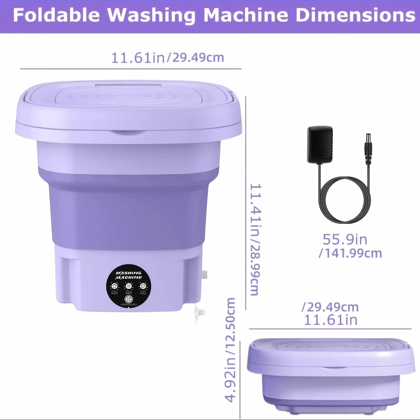 Portable Washing Machine with 3 Intelligent Cleaning Modes, 8L Mini Washer with Foldable Design, Mini Folding Washing for Travel