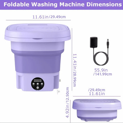Portable Washing Machine with 3 Intelligent Cleaning Modes, 8L Mini Washer with Foldable Design, Mini Folding Washing for Travel