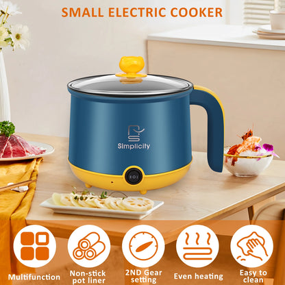 1.8L Electric Hot Pot Electric Cooking Pot Non-Stick Cooker 2 Gear Mini Hot Pot Cooker Dry Protection Heating Boil Ramen Cooker