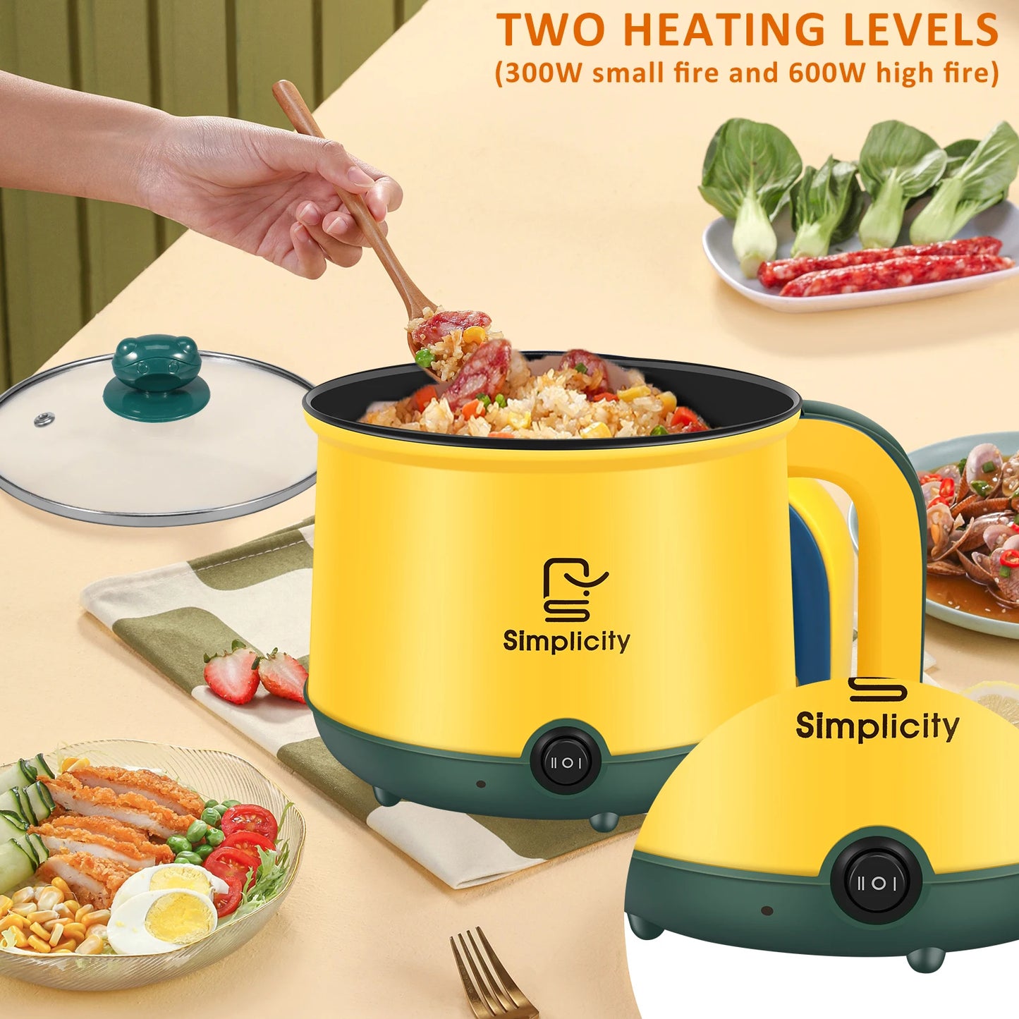1.8L Electric Hot Pot Electric Cooking Pot Non-Stick Cooker 2 Gear Mini Hot Pot Cooker Dry Protection Heating Boil Ramen Cooker